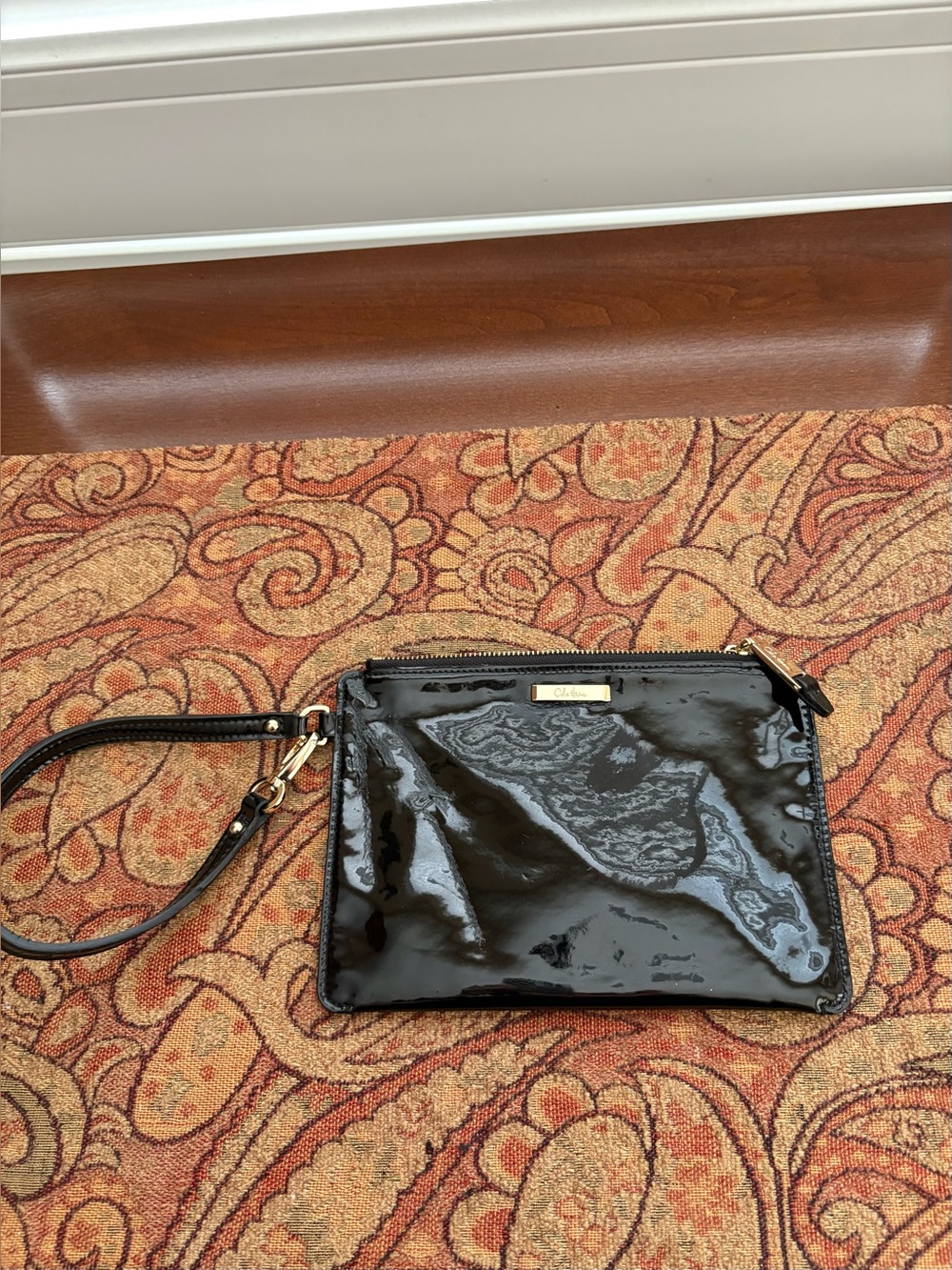 Cole Haan Black Patent Wristlet